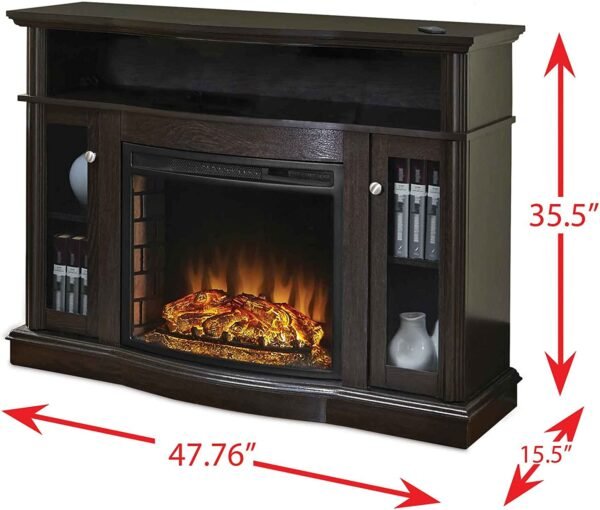 Blanca 48" Media Electric Fireplace in Rustic Brown Finish - Image 7