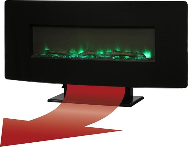 Coraline 48" Curved Front Wall Mount Electric Fireplace with Black Glass - Image 3