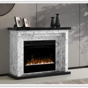 Carrara Fireplace Mantle with Logs Insert