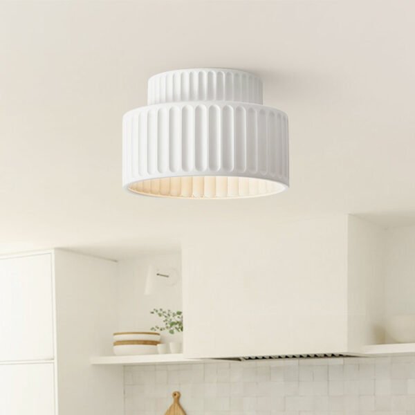 Nordic Cream Style 2-Layer Flush Mount Ceramic Ceiling Light - Image 7