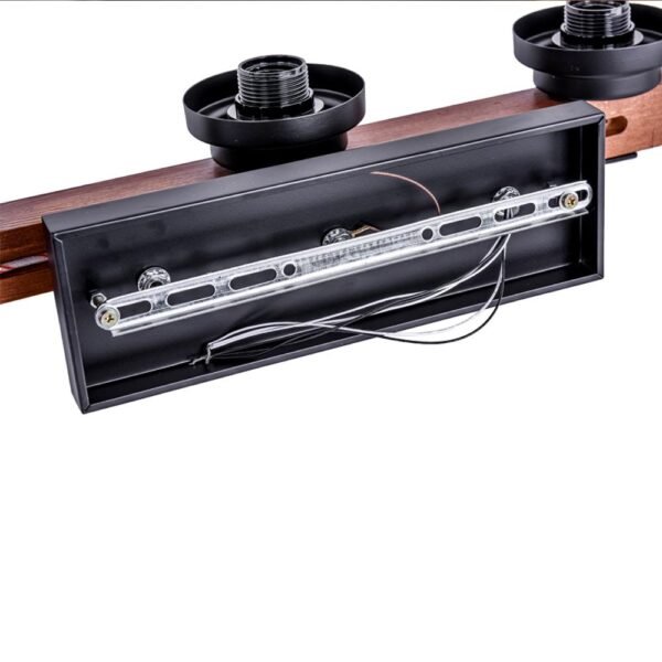 3-Light Metal Wood Wall Sconce Light with Glass Cylinder - Image 5