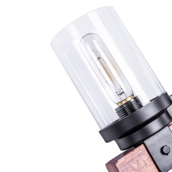 3-Light Metal Wood Wall Sconce Light with Glass Cylinder - Image 7