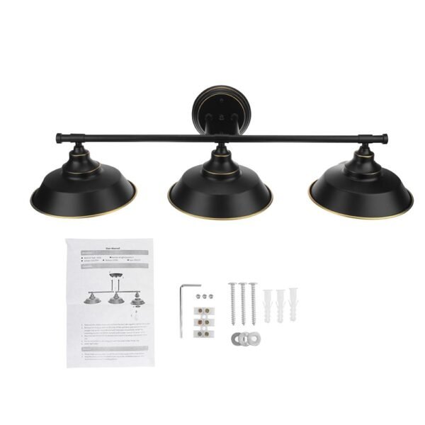 Farmhouse Vintage Rustic Style 3-Light Black Wall Light Fixture - Image 7
