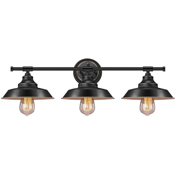 Farmhouse Vintage Rustic Style 3-Light Black Wall Light Fixture - Image 3