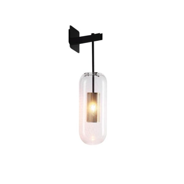 Mid-Century Modern 1-Light Glass Cylinder Wall Light Fixture - Image 4