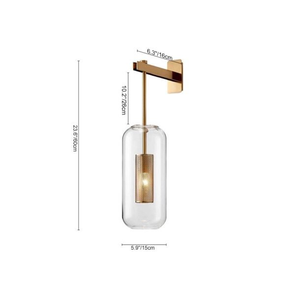 Mid-Century Modern 1-Light Glass Cylinder Wall Light Fixture - Image 3