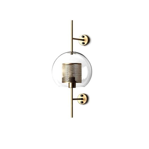 Mid-Century Modern 1-Light Gold/Silver Glass Globe Wall Sconce - Image 3