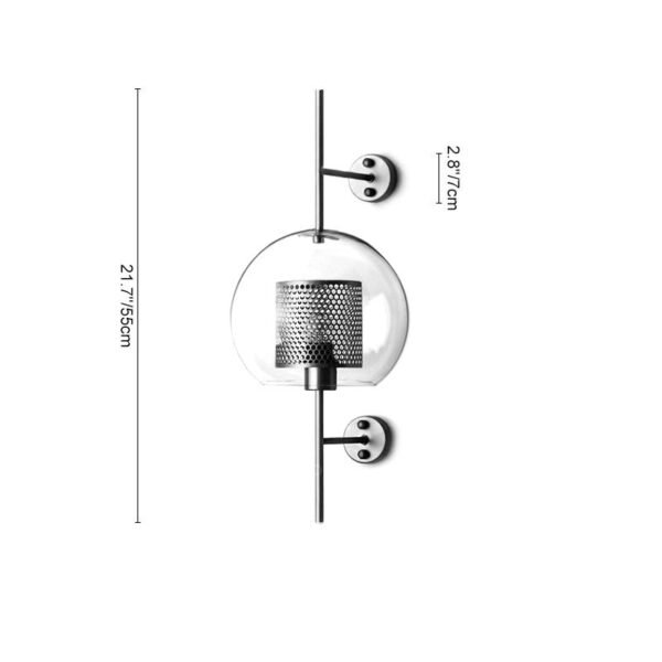 Mid-Century Modern 1-Light Gold/Silver Glass Globe Wall Sconce - Image 7