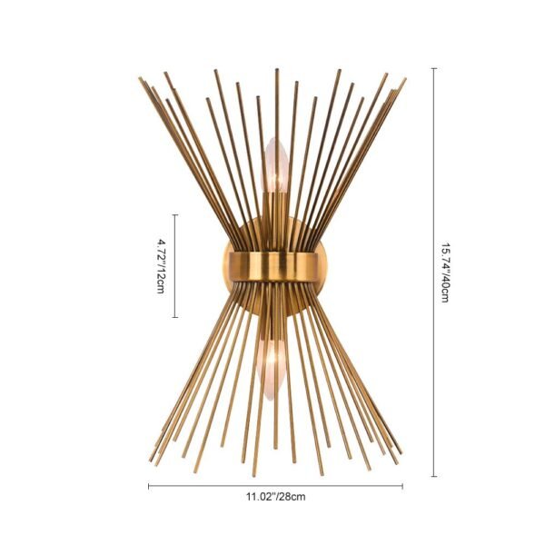 Mid-Century Modern Brass Starburst Wall Sconce Light - Image 7