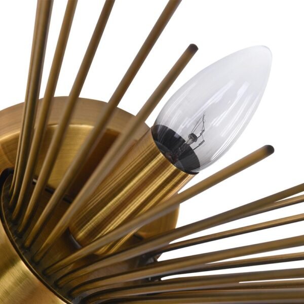 Mid-Century Modern Brass Starburst Wall Sconce Light - Image 9