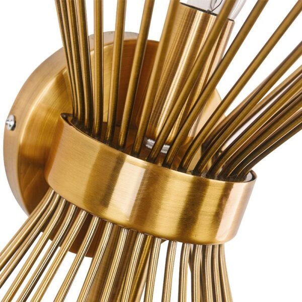 Mid-Century Modern Brass Starburst Wall Sconce Light - Image 8
