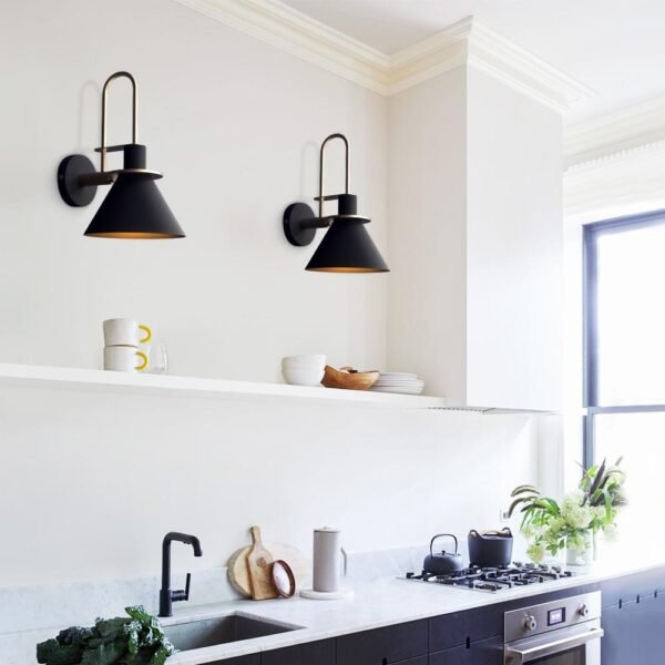 Mid-Century Modern Industrial Look Matte Black Wall Lamp - Image 2