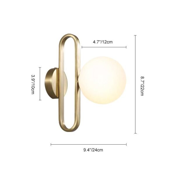 1-Light Modern Glass Bowl Brass Wall Sconce - Image 8