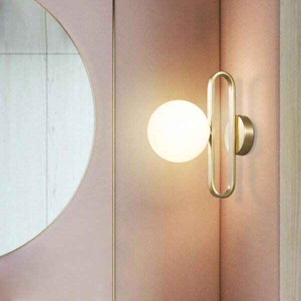 1-Light Modern Glass Bowl Brass Wall Sconce - Image 3