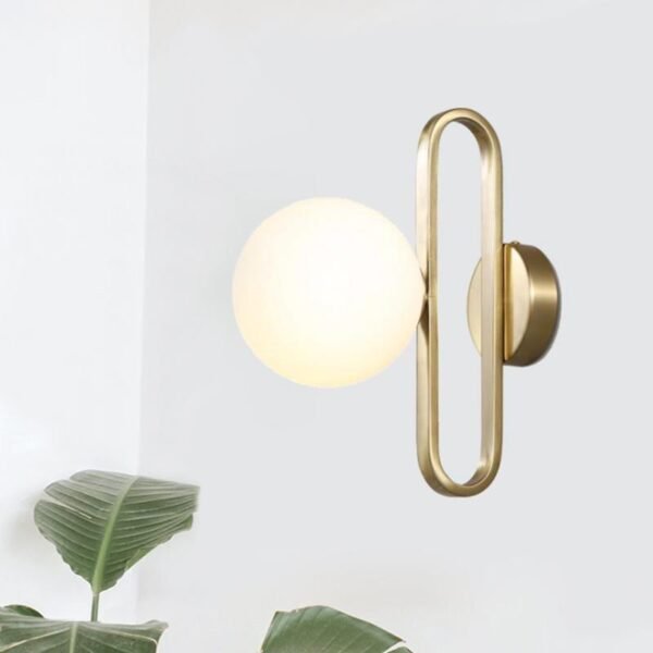 1-Light Modern Glass Bowl Brass Wall Sconce - Image 2