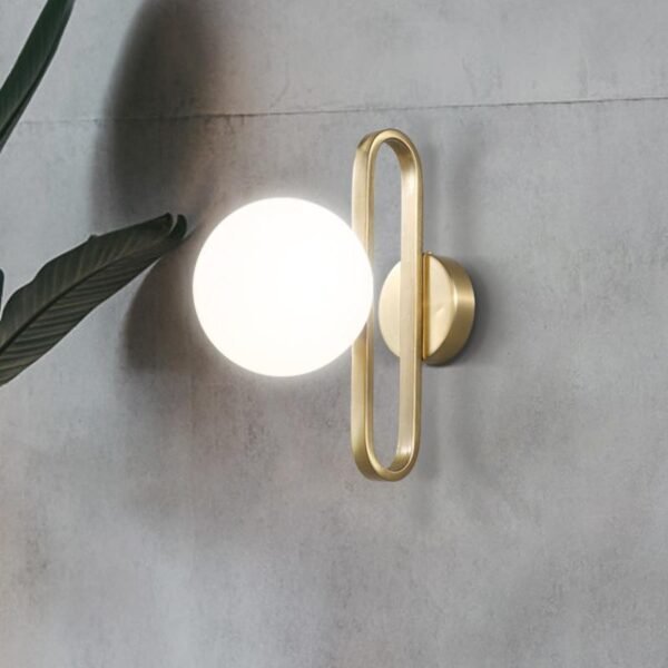 1-Light Modern Glass Bowl Brass Wall Sconce - Image 4
