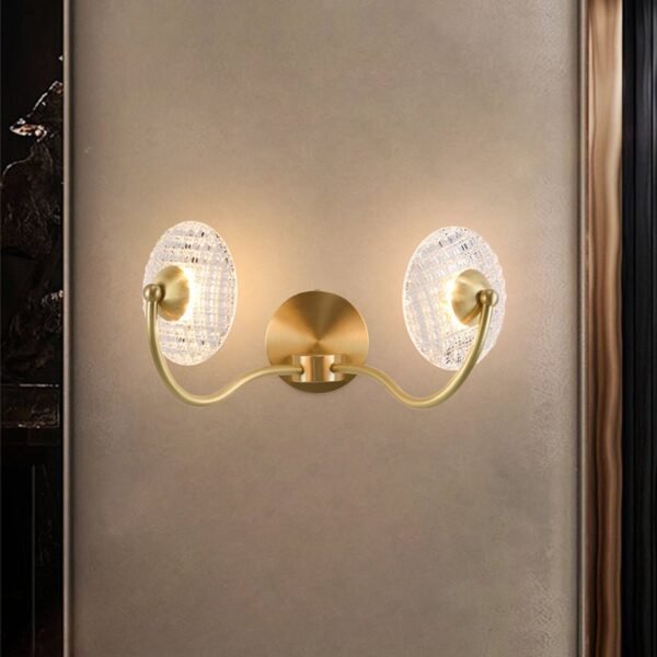 1/2 Light Curving Brass Wall Sconce - Image 2