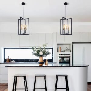 4-Light Square Geometric Pendant Light