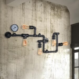 5 Light Water Pipe Steampunk Wall Sconce