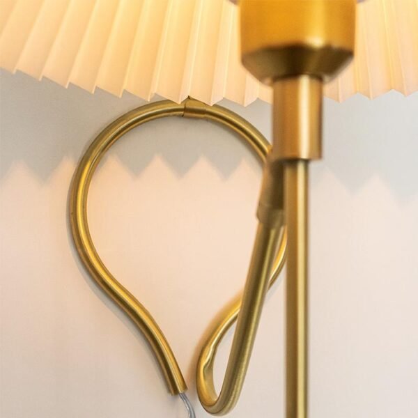 Brass Pleated Table Lamp Wall Lamp in White Shade - Image 8