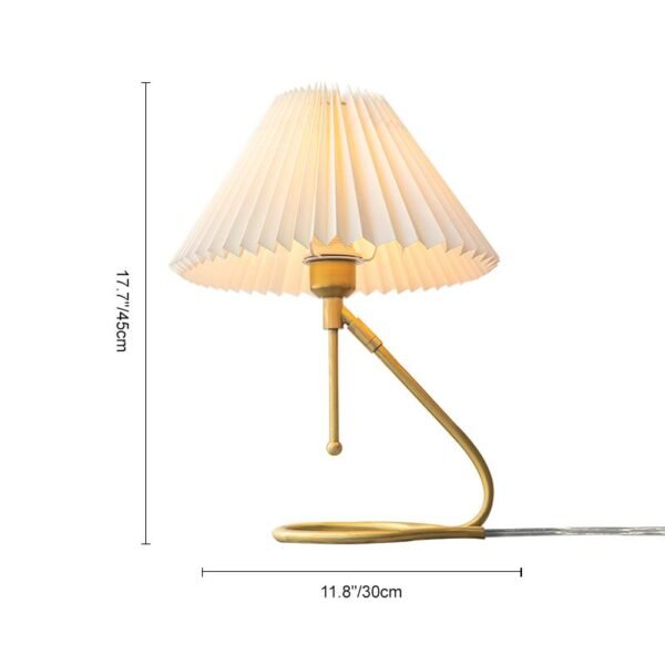 Brass Pleated Table Lamp Wall Lamp in White Shade - Image 9