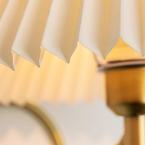 Brass Pleated Table Lamp Wall Lamp in White Shade - Image 7