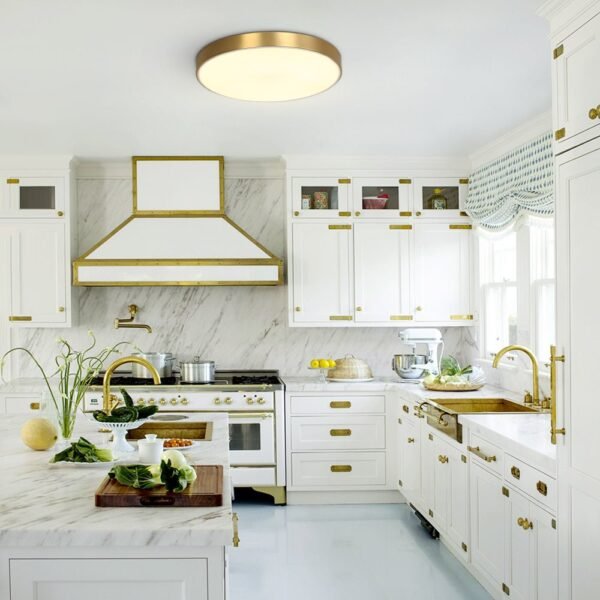 Brass Round Shade LED Ceiling Flush Mount - Image 3