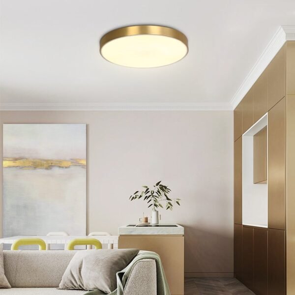 Brass Round Shade LED Ceiling Flush Mount - Image 2