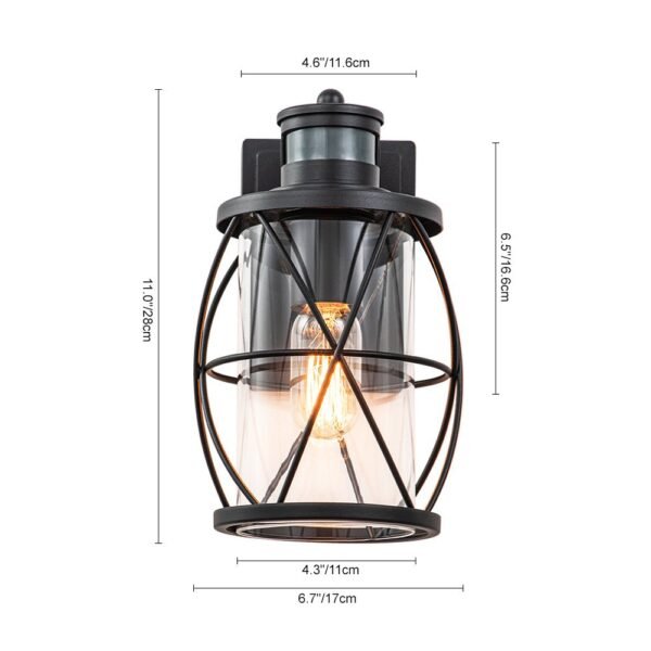 IP20 Lantern Cylinder Glass Cage Outdoor Wall Sconce - Image 3