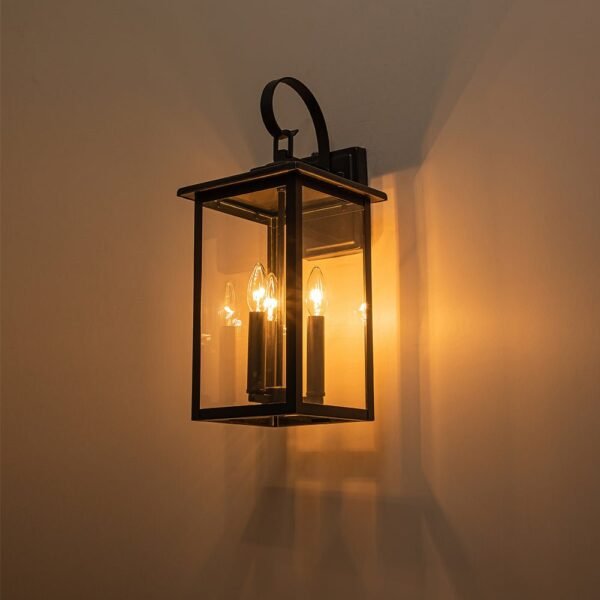 IP23 Clear Glass Lantern Outdoor Wall Sconce - Image 9