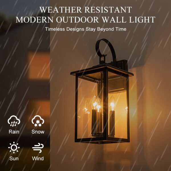IP23 Clear Glass Lantern Outdoor Wall Sconce - Image 3