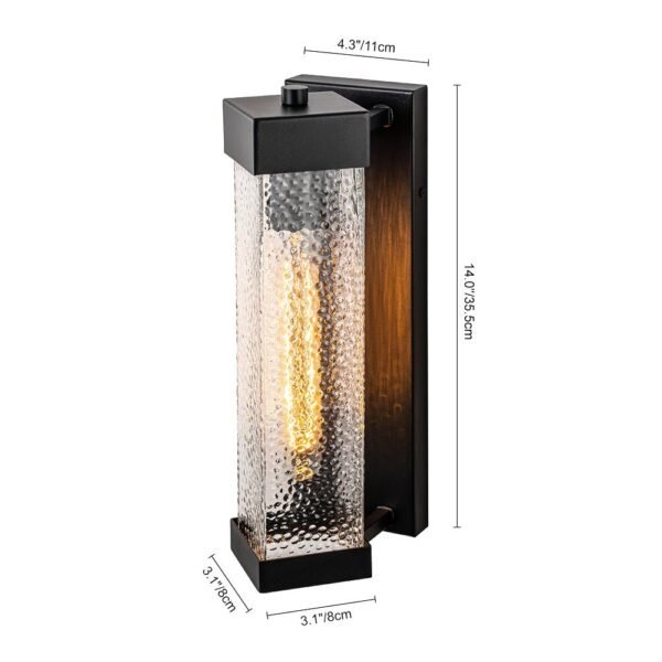 IP23 Cuboid Ripple Glass Outdoor Wall Sconce - Image 16