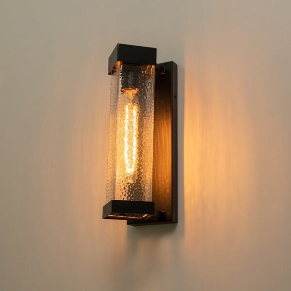 IP23 Cuboid Ripple Glass Outdoor Wall Sconce - Image 4
