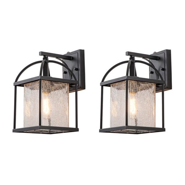 IP23 Lantern Crackle Glass Outdoor Wall Sconce - Image 4