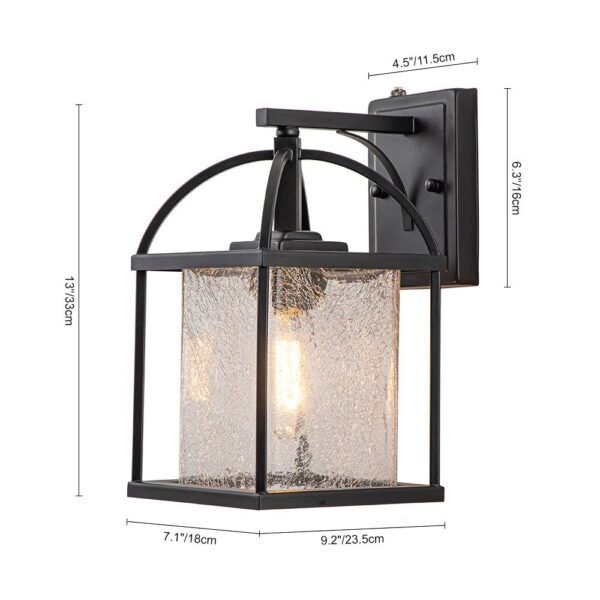 IP23 Lantern Crackle Glass Outdoor Wall Sconce - Image 12