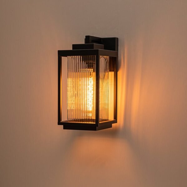 IP23 Striped Glass Lantern Outdoor Wall Sconce - Image 9