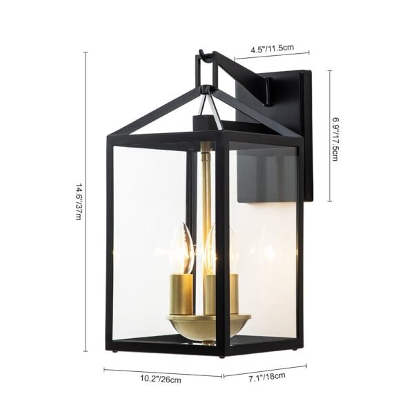 IP54 Clear Glass Rectangle Lantern Outdoor Wall Sconce - Image 16