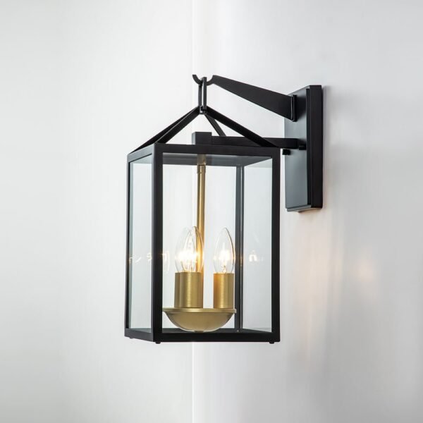 IP54 Clear Glass Rectangle Lantern Outdoor Wall Sconce - Image 10
