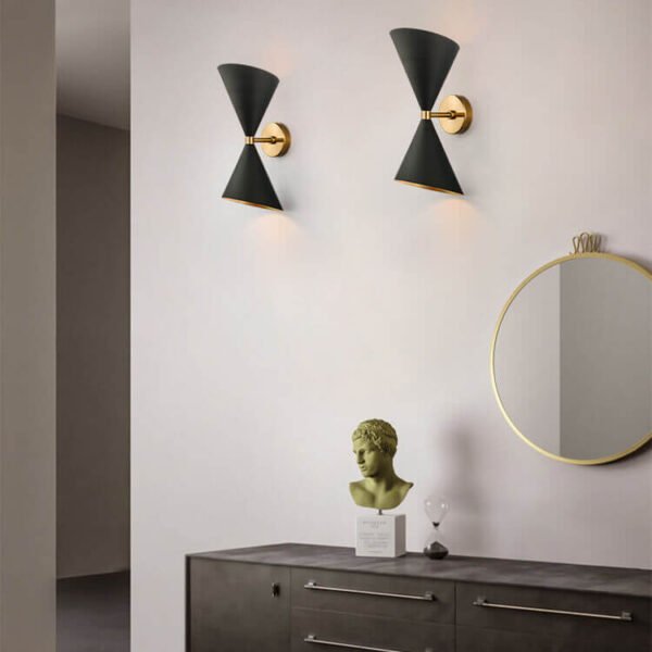 Mid-Century Modern Hourglass Black Mounted Wall Sconce Lighting - Image 3