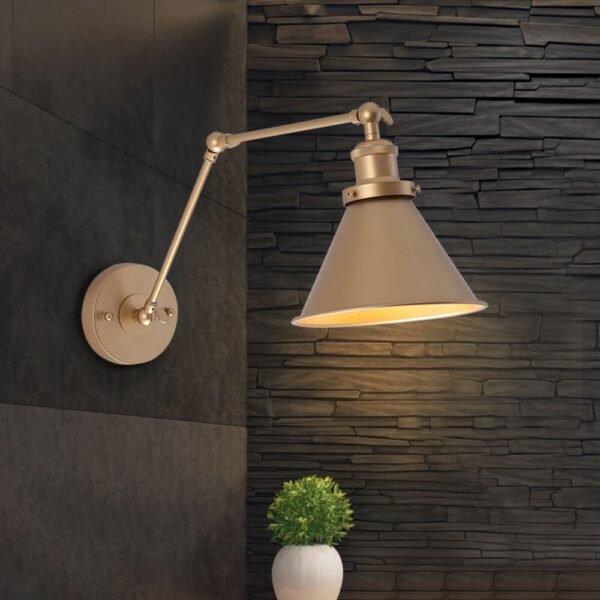 Mid-Century Modern Metal Swing Arm Wall Lamp for Bedroom/Living Room - Image 9