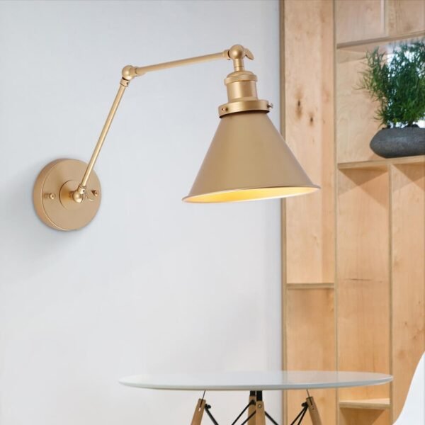 Mid-Century Modern Metal Swing Arm Wall Lamp for Bedroom/Living Room - Image 6