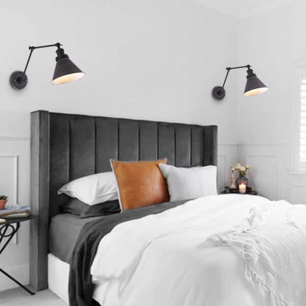 Mid-Century Modern Metal Swing Arm Wall Lamp for Bedroom/Living Room - Image 8
