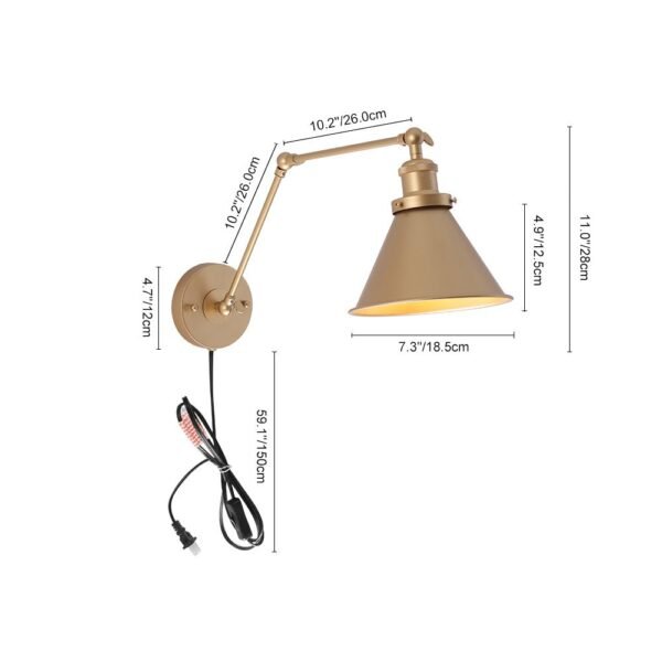Mid-Century Modern Metal Swing Arm Wall Lamp for Bedroom/Living Room - Image 2