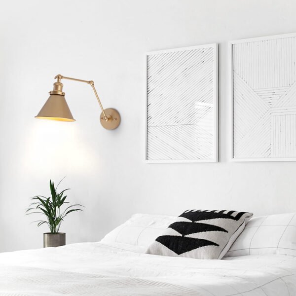 Mid-Century Modern Metal Swing Arm Wall Lamp for Bedroom/Living Room - Image 5