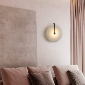 Mid-century Wall Sconce With Circle Marble Shade