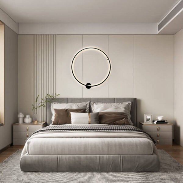 Minimalist Background Black LED Round Mood Wall Sconce - Image 2