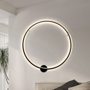 Minimalist Background Black LED Round Mood Wall Sconce