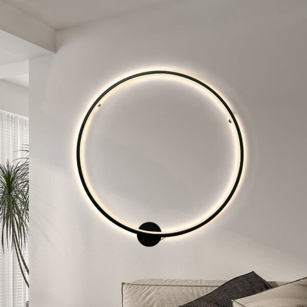 Minimalist Background Black LED Round Mood Wall Sconce