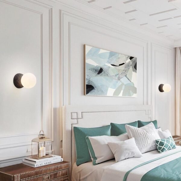 Natural Stone Wall Light with Single Opal Glass - Image 5