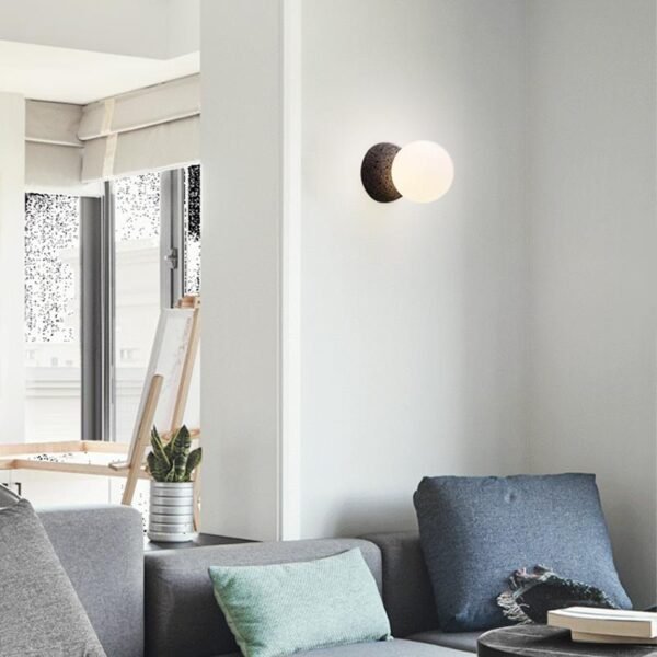 Natural Stone Wall Light with Single Opal Glass - Image 2